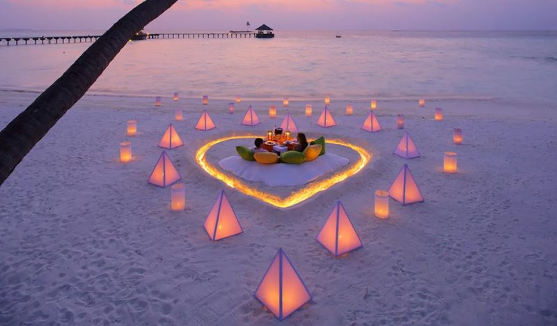 serata romantica al resort Gili Lankafushi Maldives