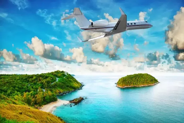 jet privato raggiunge Bora Bora